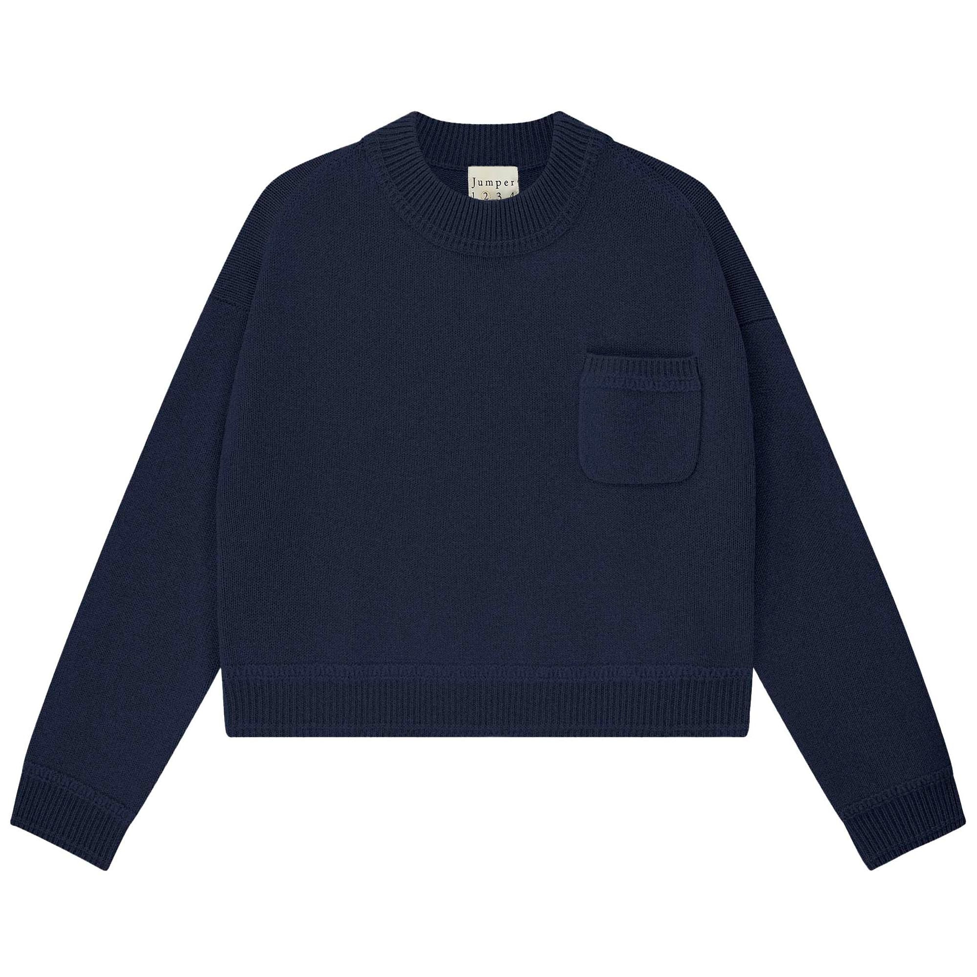 Jumper 1234 Heavier weight cashmere turtle neck jumper in navy with an oversize slightly cropped fit
