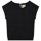 Jumper 1234 cap sleeve black cashmere crew neck jumper with ribbon tie detail at the back