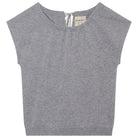 Jumper 1234 cap sleeve mid grey cashmere crew neck jumper with ribbon tie detail at the back