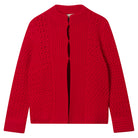 Jumper 1234 red heavy weight textured cardigan in cashmere wool, with hook and eye closure