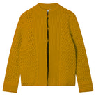 Jumper 1234 mustard yellow heavy weight textured cardigan in cashmere wool, with hook and eye closure