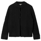 Jumper 1234 black heavy weight textured cardigan in cashmere wool, with hook and eye closure