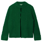 Jumper 1234 green heavy weight textured cardigan in cashmere wool, with hook and eye closure