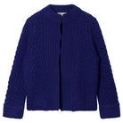 Jumper 1234 bright blue heavy weight textured cardigan in cashmere wool, with hook and eye closure