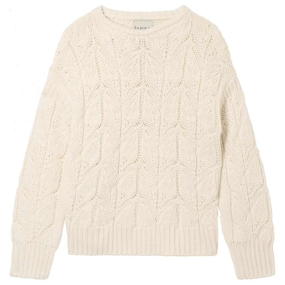 Jumper1234 cream heavy weight 'leaf' textured crew neck jumper in cashmere wool