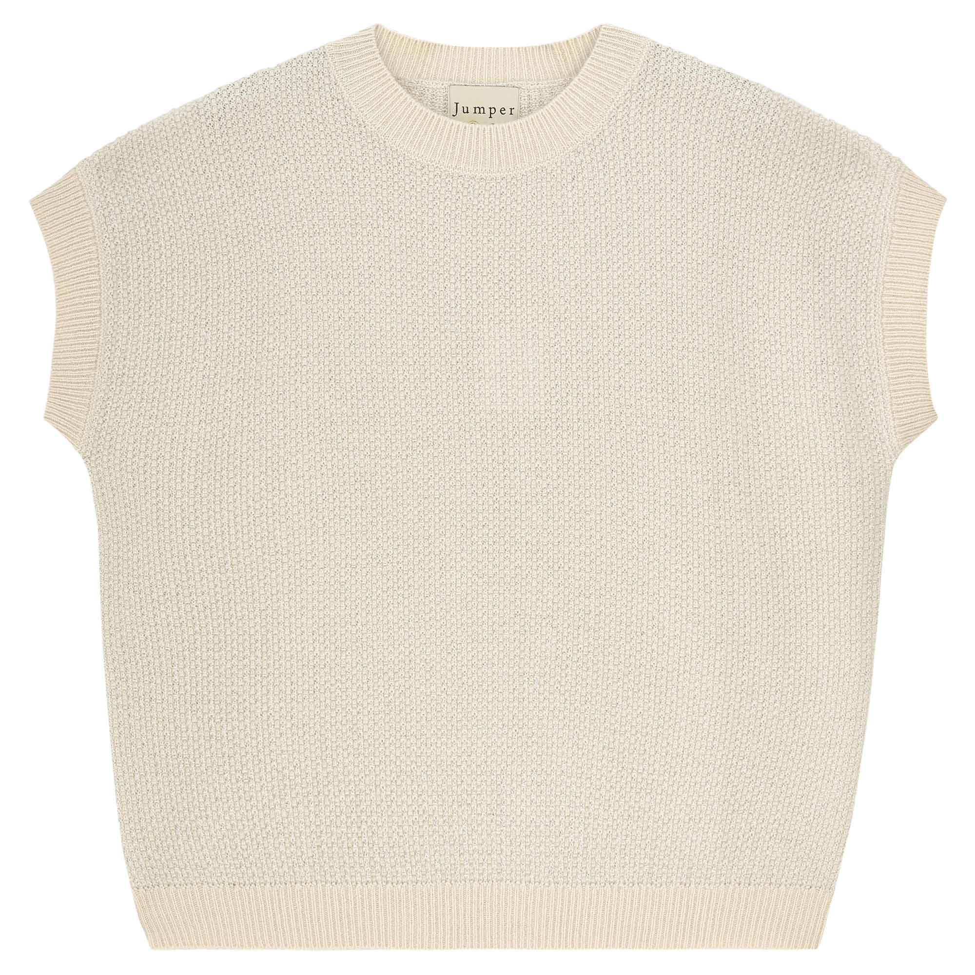 Jumper 1234 Oversize cashmere and wool tank in stone with silver lurex running through the birdseye texture.