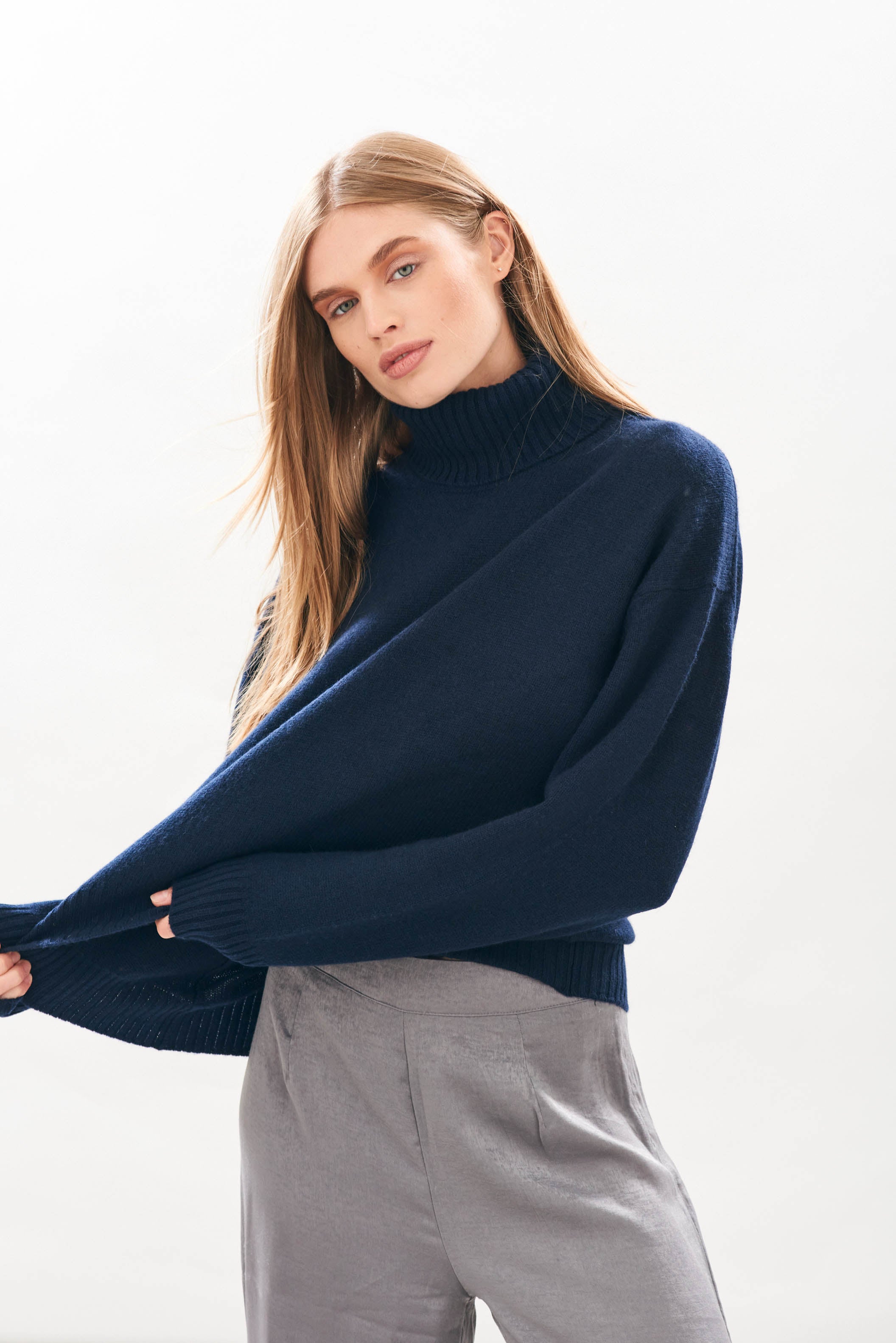 Navy cashmere jumper hot sale