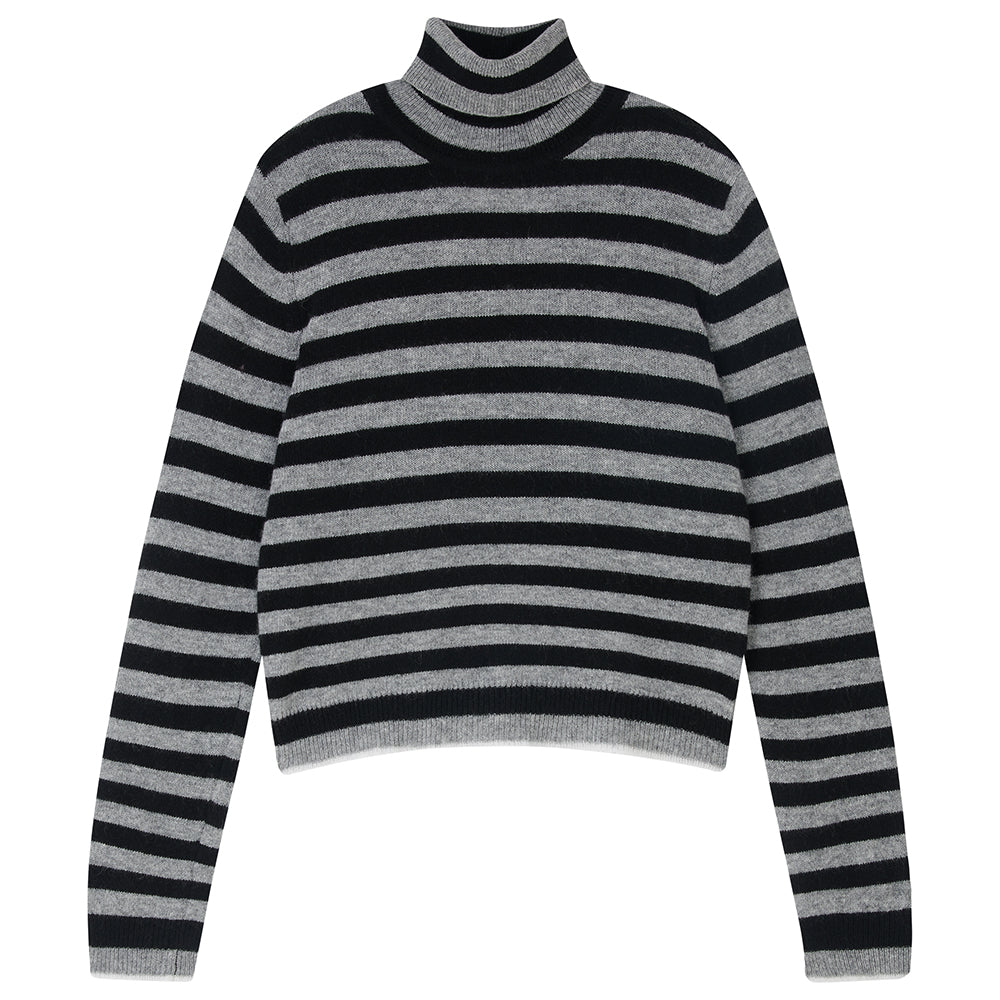 Black and white striped cashmere sweater hotsell