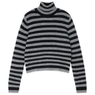 Jumper1234 little stripe cashmere roll collar in black and mid grey with marble tipping