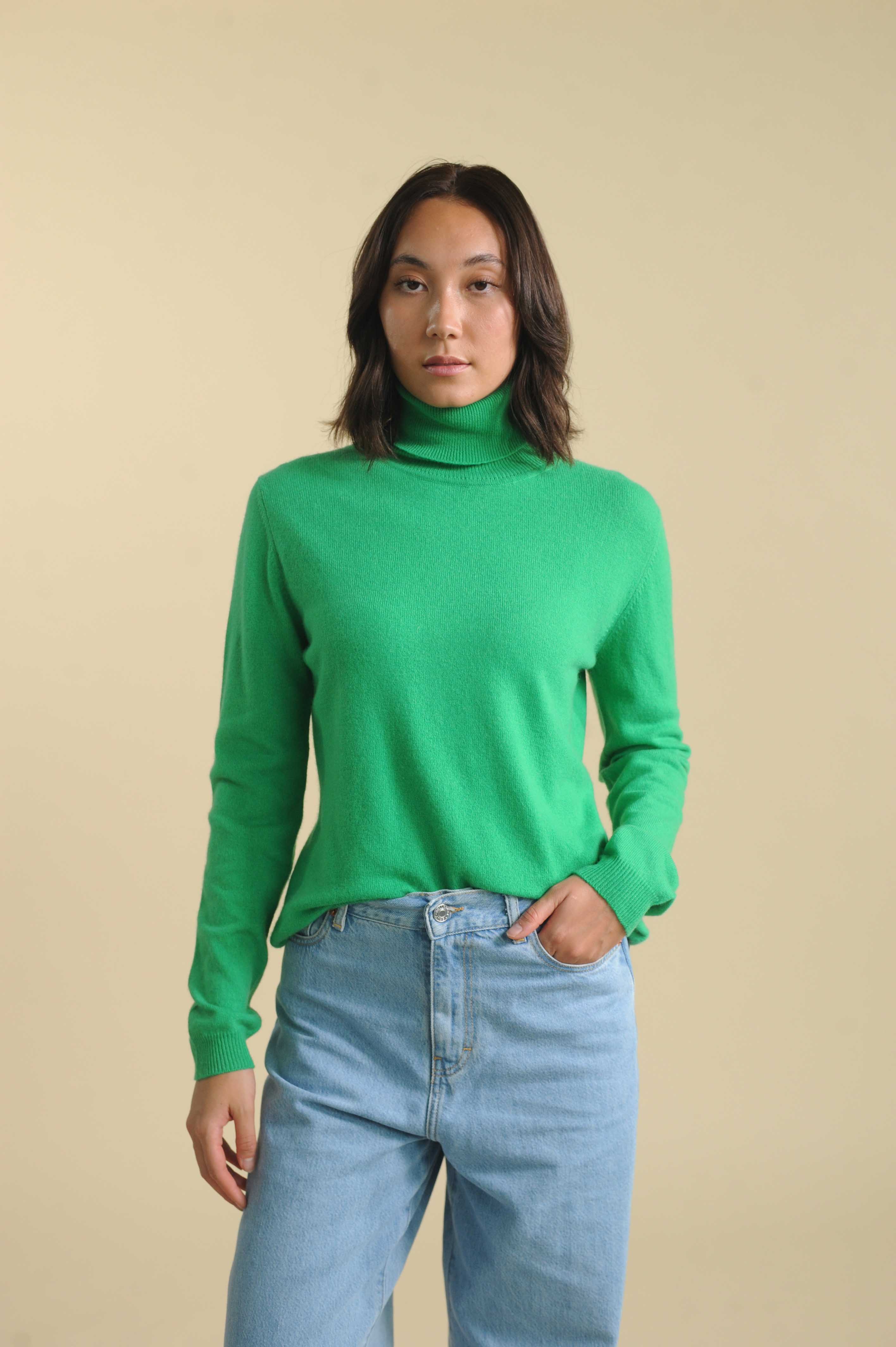 Lime green 2024 roll neck jumper