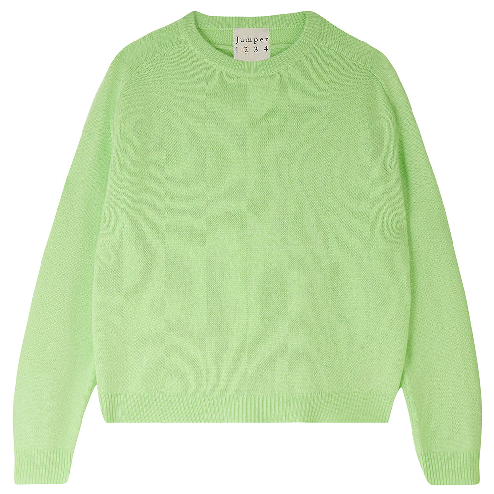 Jumper1234 oversized cashmere crew in Lime Green