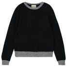 Jumper1234 black cashmere crew neck with mid grey ribs 
