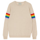 Jumper1234 Rainbow arms cashmere crew in oatmeal