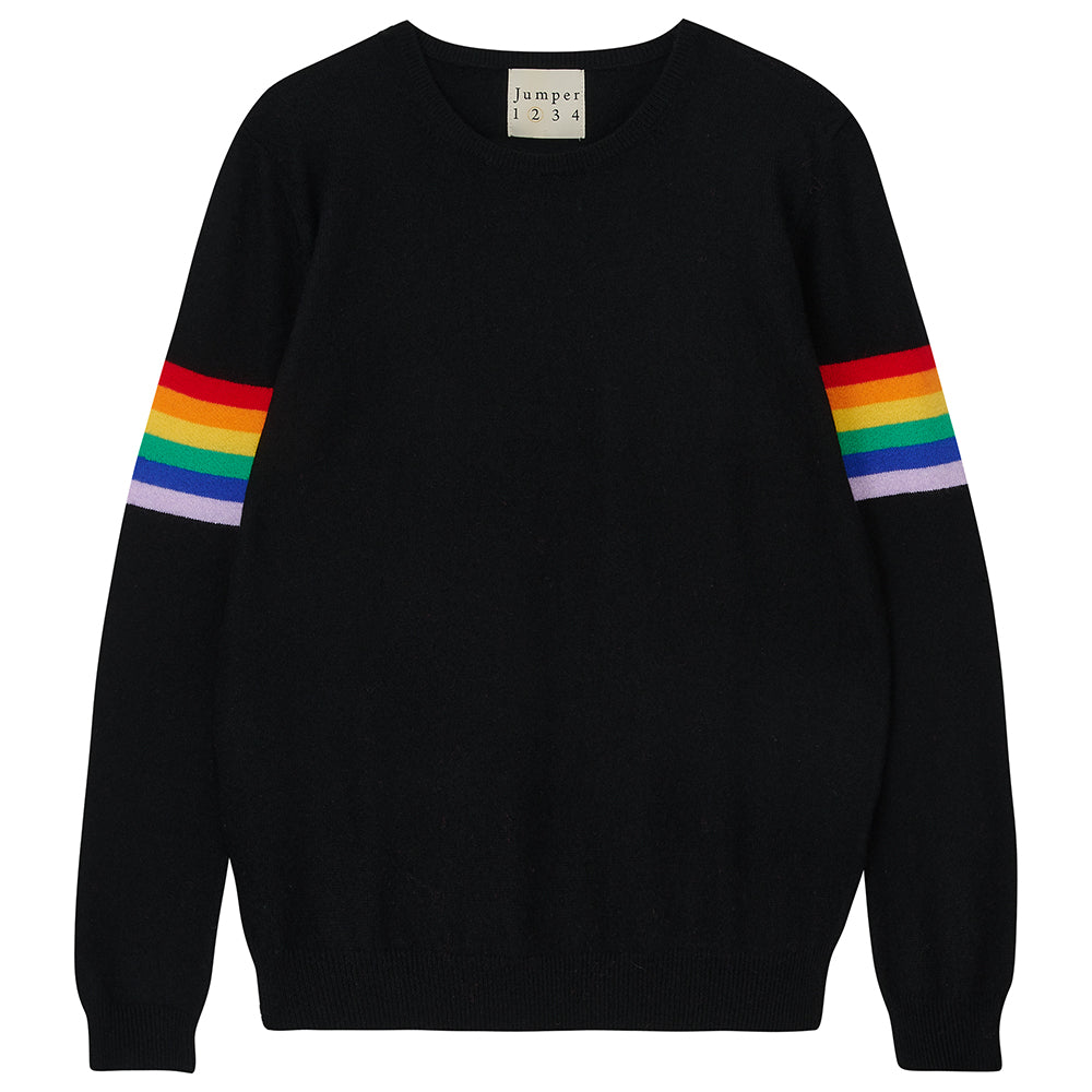 Jumper1234 Rainbow arms cashmere crew in black