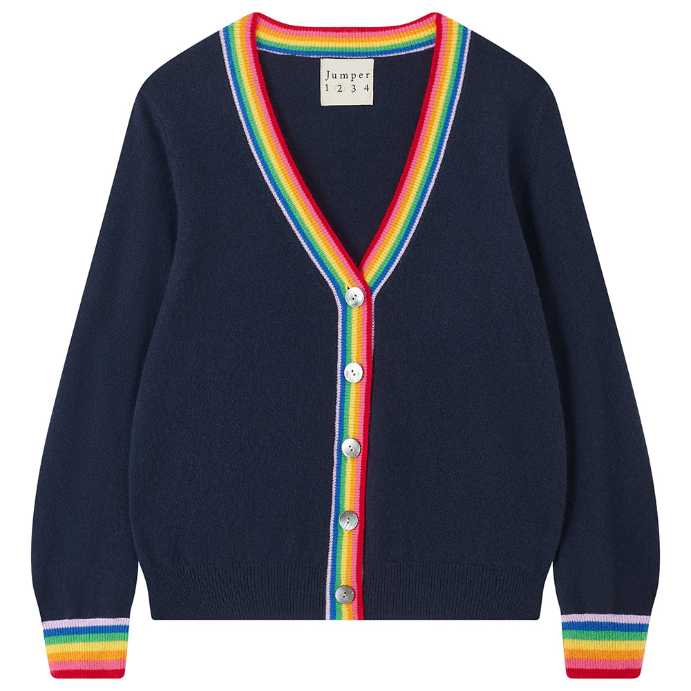 Cashmere Rainbow Cardigan in Navy | Jumper 1234