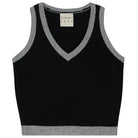 Jumper1234 contrast cashmere tank in black and mid grey