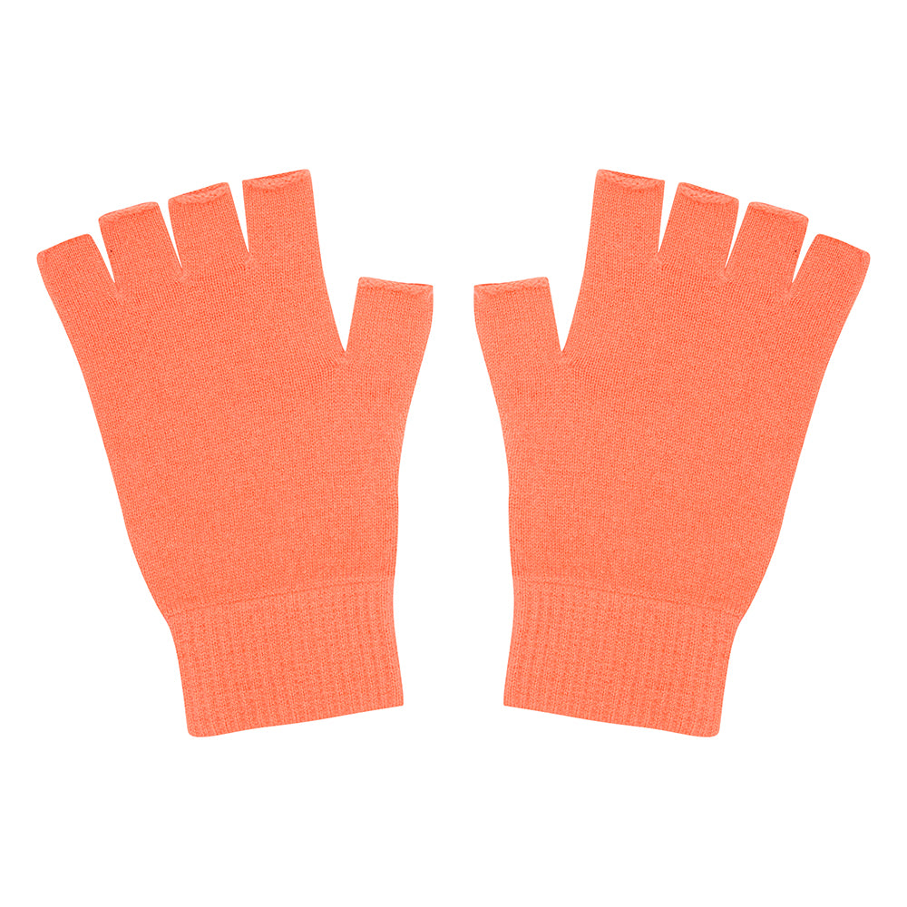 Jumper1234 neon coral cashmere fingerless gloves