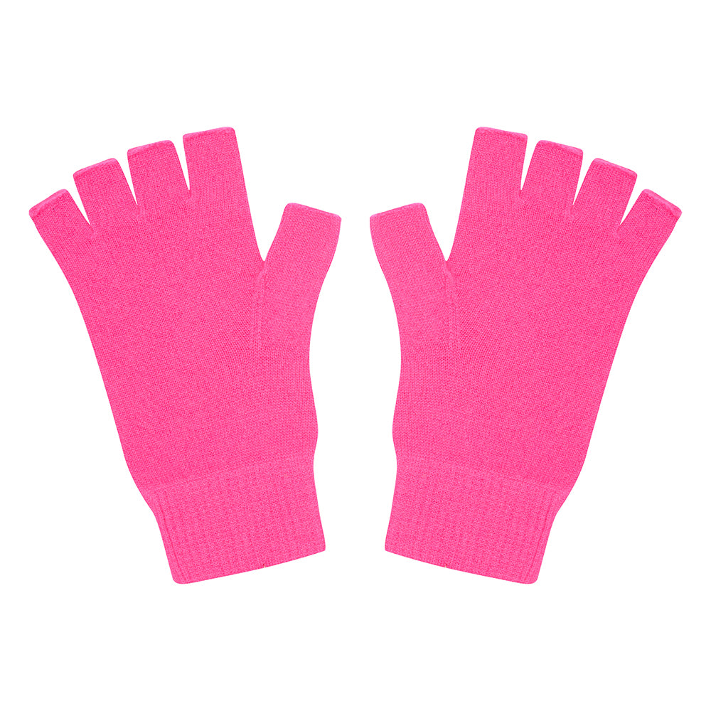 Jumper 1234 Cashmere Fingerless Gloves in Neon Pink