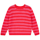 Jumper 1234 hand knitted mohair and wool blend hand knitted crew neck jumper in pink and red stripes.