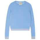 Jumper1234 wedgewood blue cashmere crew neck jumper with pale blue contrast ribs