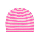 Jumper1234 Cashmere Narrow Stripe Rib Beanie in Hot Pink and Cream