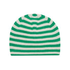 Jumper1234 Cashmere Narrow Stripe Rib Beanie in Bright Green and Cream