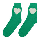 Jumper1234 Cashmere Heart Socks in Bright Green and Cream
