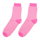 Jumper1234 Cashmere Stripe Socks in Hot Pink and Cream