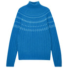 Jumper1234 Cashmere Rib Ski Roll Collar in Sky blue and Cream with fair isle pattern on front and back yolk 