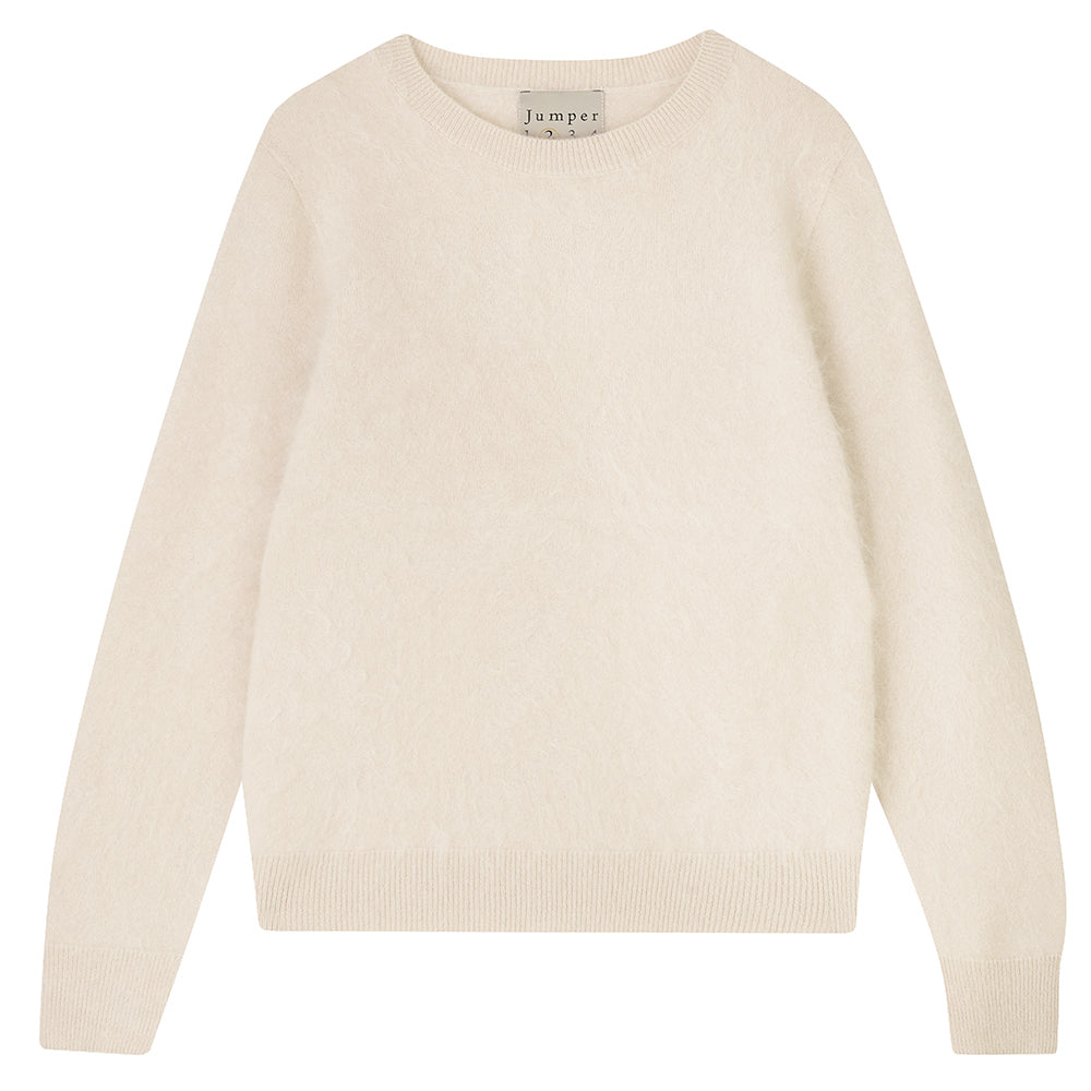 Brushed Cashmere Crew Neck Jumper in Cream |Jumper 1234