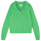 Jumper1234 Apple green cotton jumper with a collar in a fabulous all over herringbone stitch