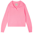 Jumper1234 Pink cotton jumper with a collar in a fabulous all over herringbone stitch
