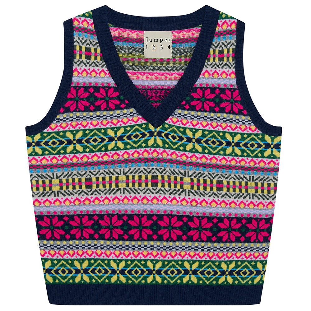 Jumper 1234 Cashmere Multi Colour Fair Isle Tank