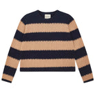 Jumper 1234 Navy and camel 'broken' stripe crew neck cashmere jumper slightly cropped fit
