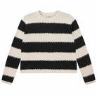 Jumper 1234 stone and black 'broken' stripe crew neck cashmere jumper slightly cropped fit