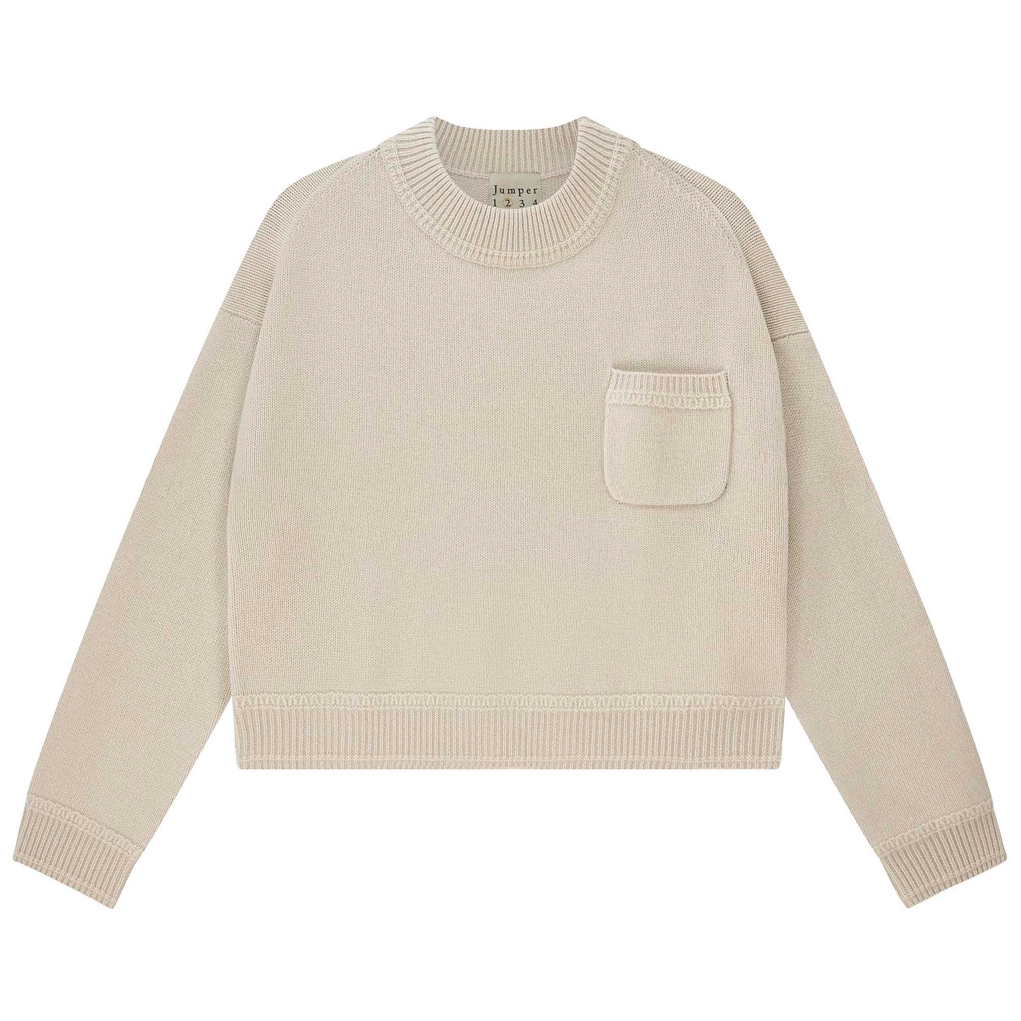 Jumper 1234 Cashmere Heavy Pocket Turtle in Stone