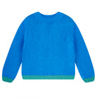 Jumper 1234 hand knitted mohair and wool blend hand knitted crew neck jumper in blue with green tipping.