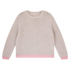 Jumper 1234 hand knitted mohair and wool blend hand knitted crew neck jumper in oyster with pink tipping.