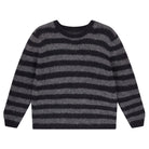 Jumper 1234 hand knitted mohair and wool blend hand knitted crew neck jumper in black and charcoal stripes.