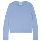 Jumper1234 Pale blue cashmere crew neck jumper with neon pink love heart intarsia elbow patches