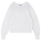 Jumper 1234 cotton Moss stitch white cotton crew neck jumper with raglan sleeves.