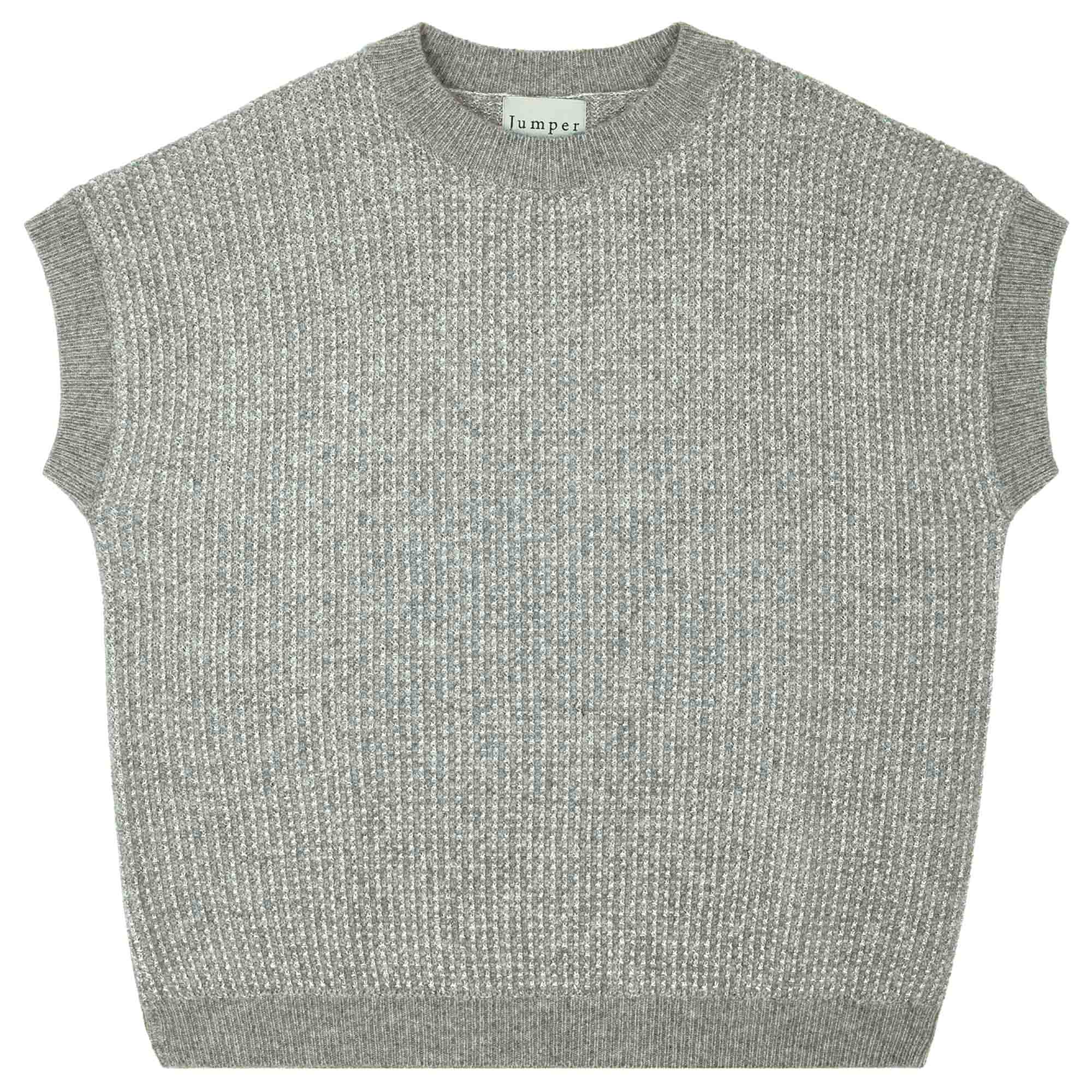 Jumper 1234 Oversize cashmere and wool tank in mid grey with silver lurex running through the birdseye texture.