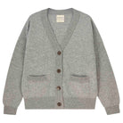 Jumper 1234 Oversize cashmere and wool cardigan in mid grey with silver lurex running through the birdseye texture.