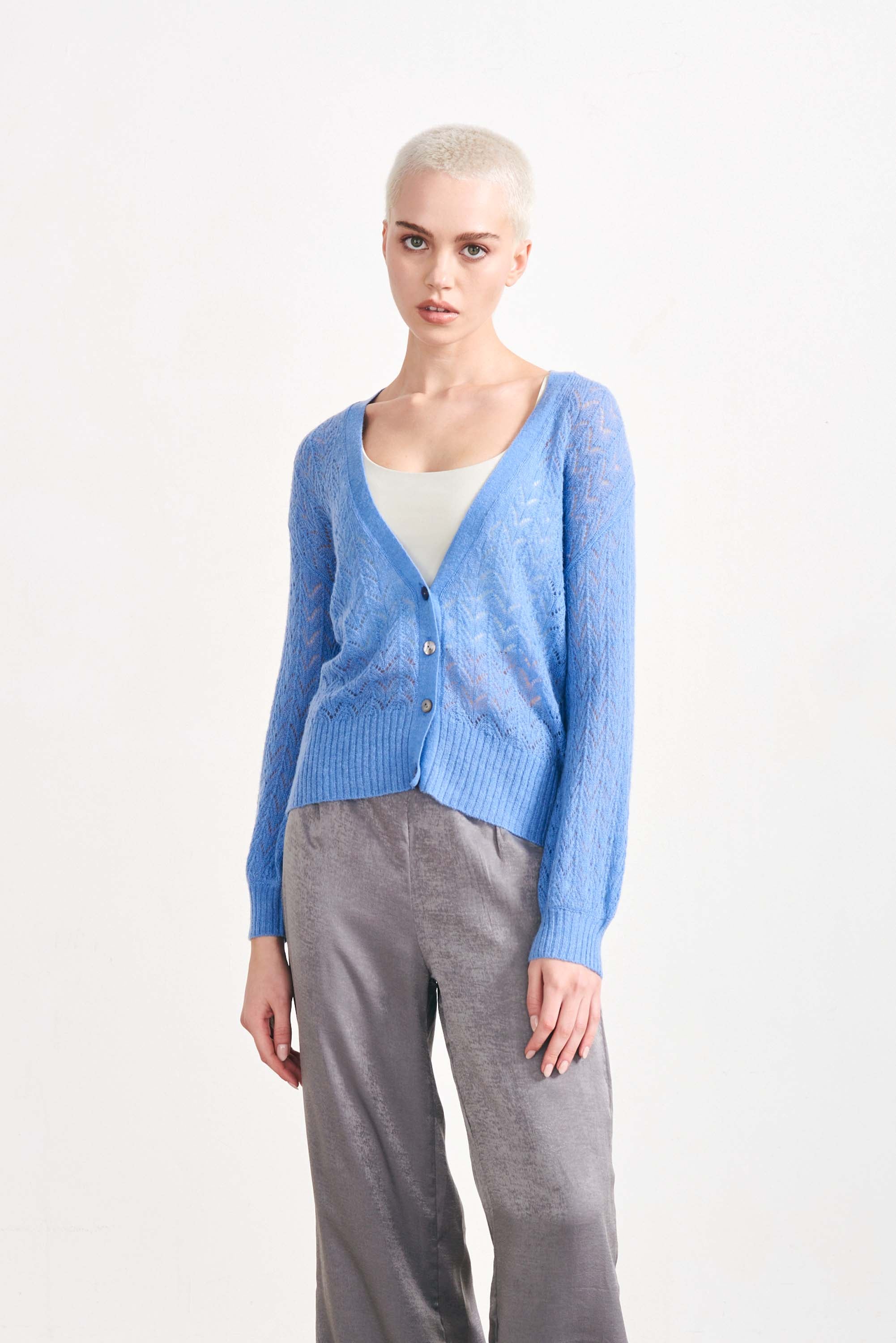 Blue lace cardigan sale