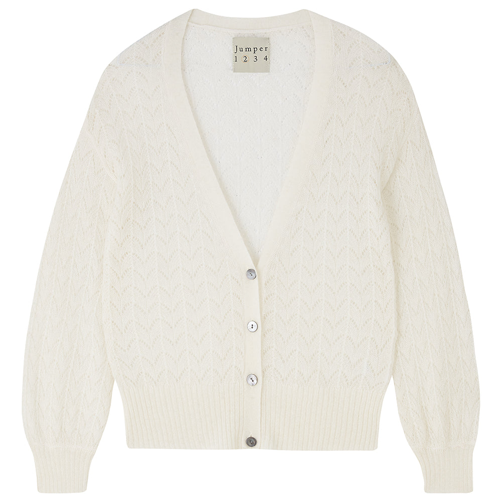 Lace Cardigan in Cream, Merino Wool & Alpaca Blend | Jumper 1234
