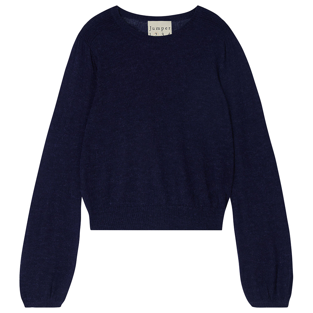 Mega Balloon Sleeve Crew Jumper in Navy, Merino & Alpaca | Jumper 1234