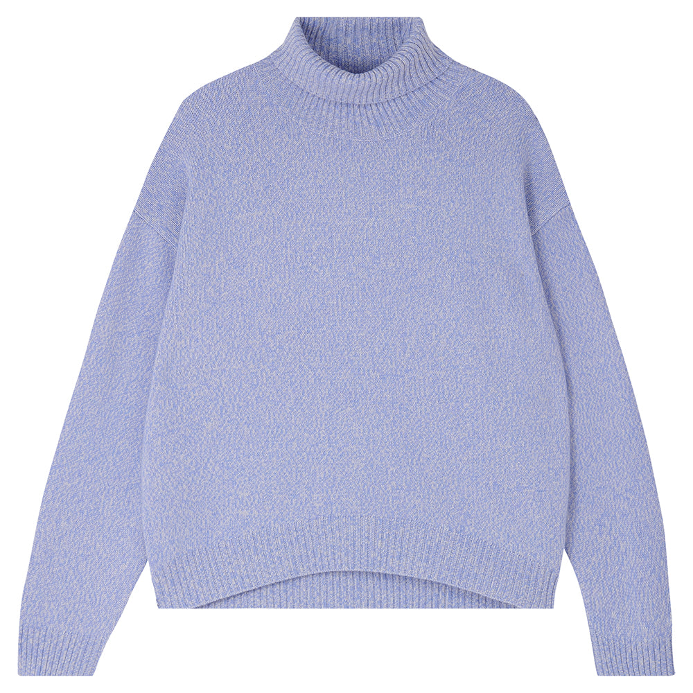 Jumper 1234 cashmere and wool heavier weight oversized roll neck jumper in violet marl