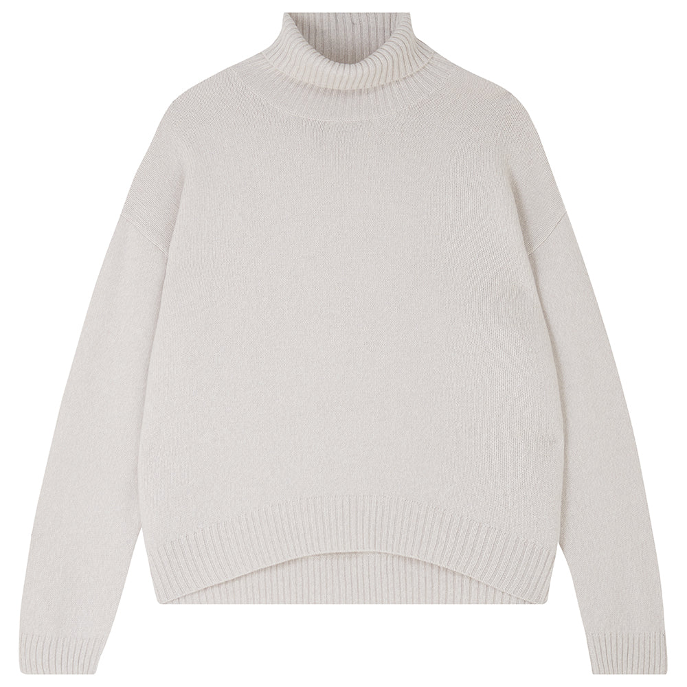 Jumper 1234 cashmere and wool heavier weight oversized roll neck jumper in cream marl