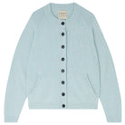 Jumper 1234 cashmere and wool heavier weight round neck cardigan in ice blue marl