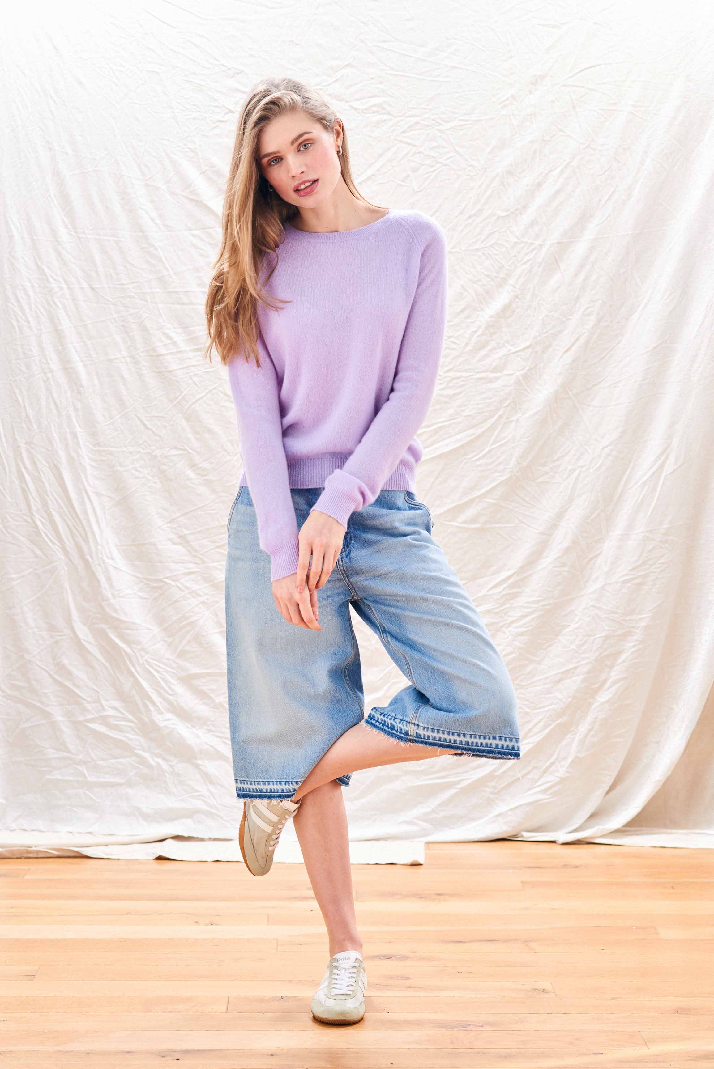 Jumper 1234 Cashmere Crop Crew in Lilac